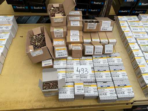 39 Schachteln Holzschrauben, teilweise mit Bohrern