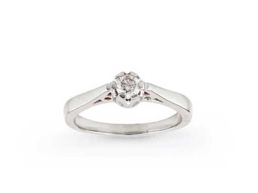 9 KT witgouden ring met natuurlijke diamant