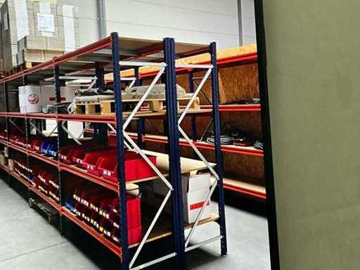 3 Storage shelves including wooden shelves