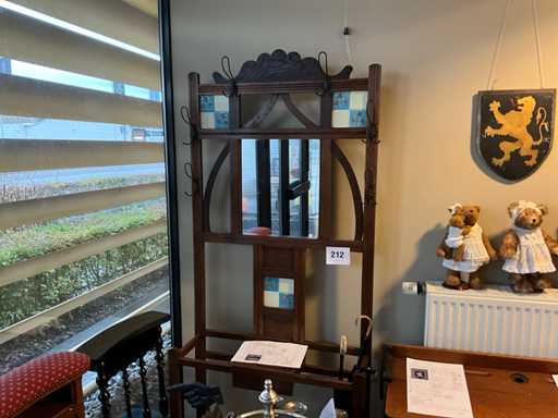 Houten staande antieke Kapstok