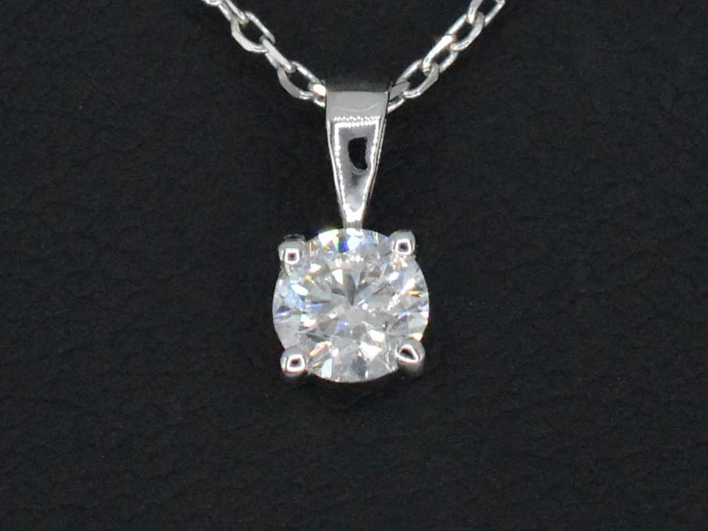 Witgouden halsketting met een briljant diamant 0.52 carat