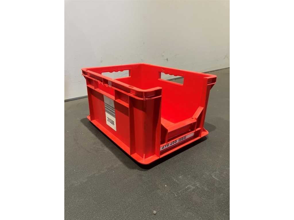 30 x Stacking bin 400 mm x 300 mm x 220 mm, front open, red, second-hand