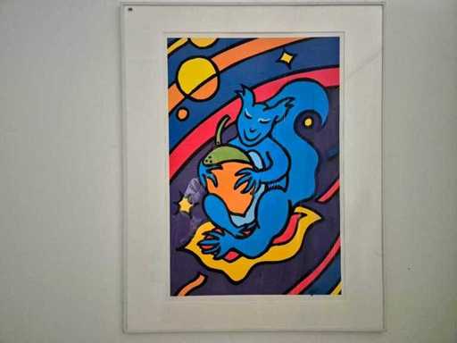 Eva - Lithographie - « Space Squirrel » - 100 x 80 cm.