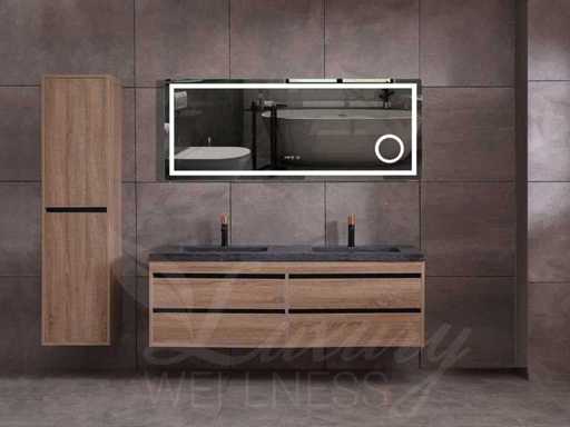 Mawialux badkamermeubel 2-persoons 160cm bruin eiken met hangkast