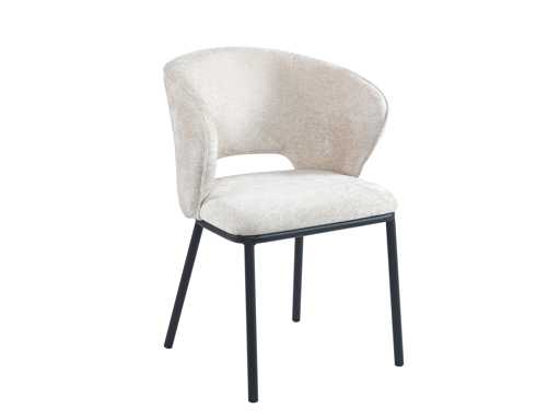 Colenis - Elizabeth Dining Chair - Set di 6 - Beige - Tessuto Chenille - Gambe Nere