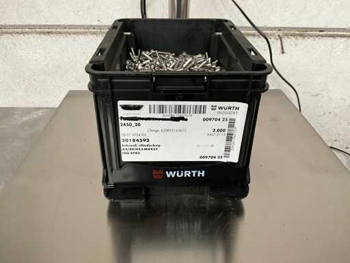 Würth 5,93 kg Schraube Zylinderkopf M4 x 25 in stapelbarer Box