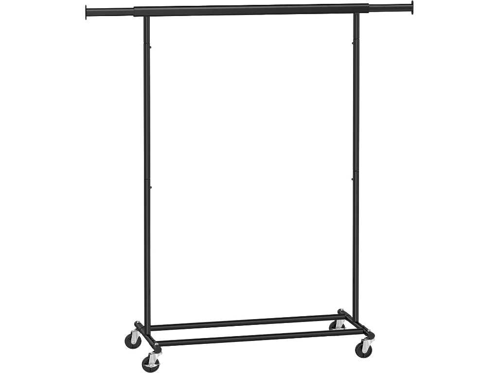 MIRA Home - Kledingrek Zwart - Verstelbaar - Ruimtebesparend - Modern Design - (92-132) x 45,4 x 160 cm