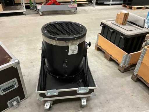 Soffiatore (per Airdancer) 2KW nella custodia da trasporto con 4 ruote girevoli e coperchio incernierato, imbottito all'interno