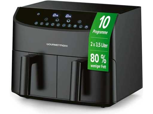 Dubbele mandje airfryer - 2 x 3,5 L - zwart