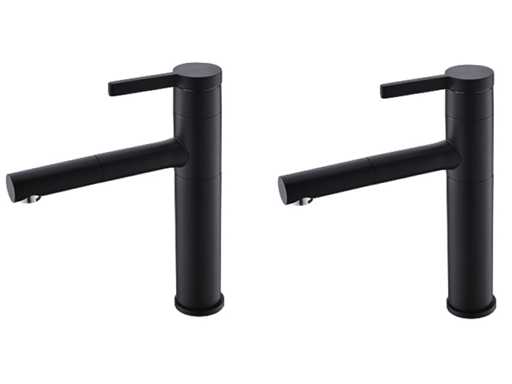 2x Mawialux wastafelkraan - uitrekbare kop - Mat zwart