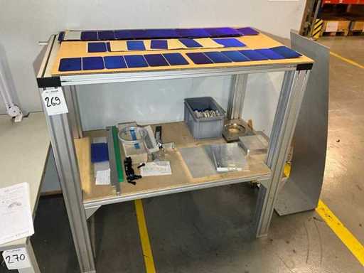 Lot of aluminium profiles with transport trolley and pallet