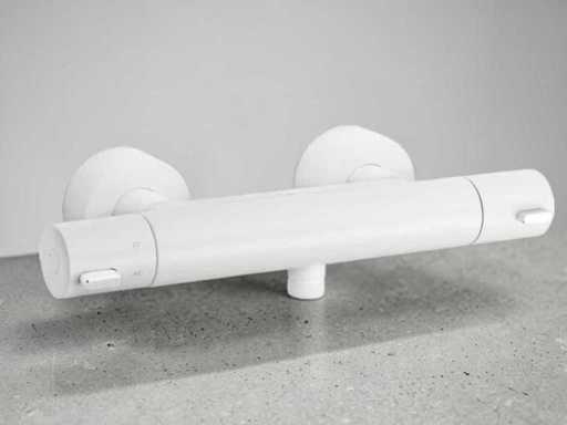 Ben Lavion Shower Thermostatic Tap matte white chrome coldtouch