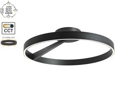 Lampe de plafond Arcao 60cm LED 40W CCT 3 couleurs et 3 étapes (1x)