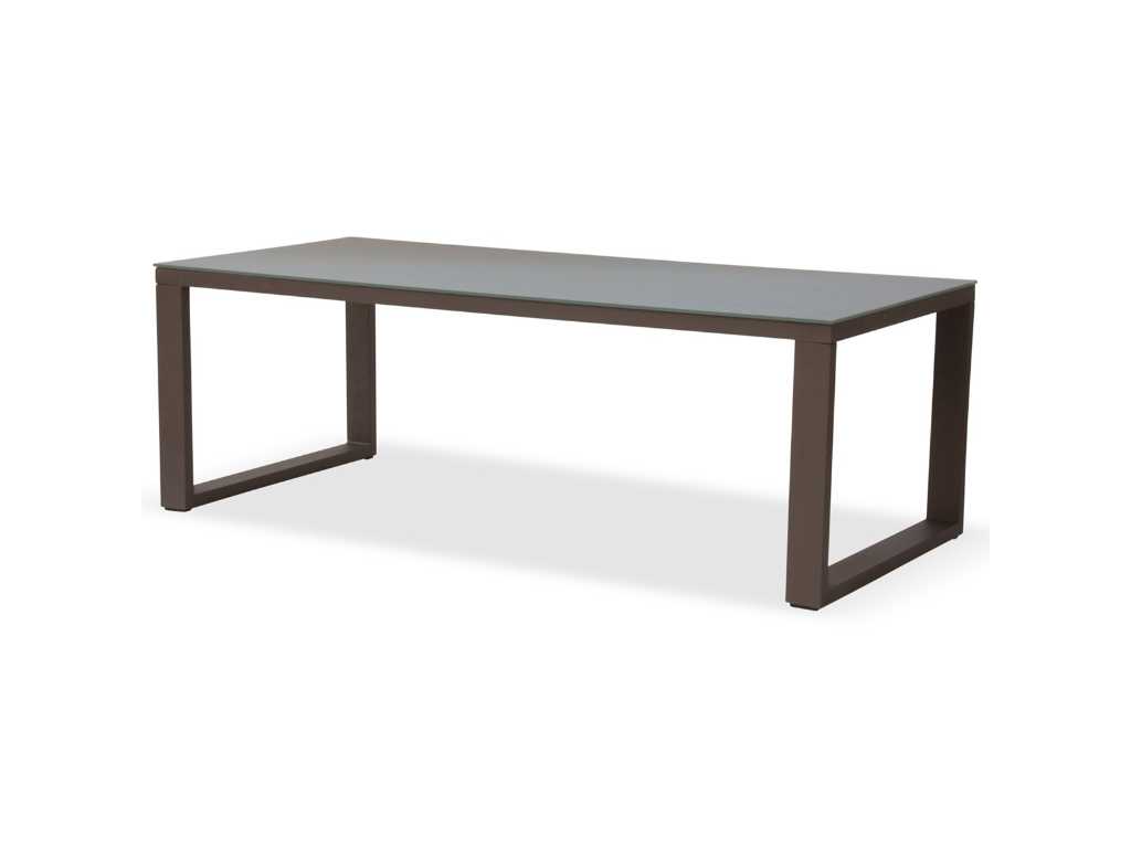 Meubili - Demi-Linate table 220*100 alu charcoal / glass charcoal + 6 lucile armchairs 