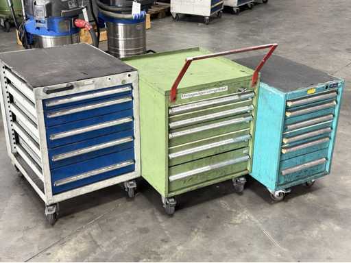   3 mobile tool trolleys with contents