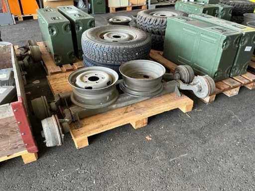 Trailer axles with rims and tires