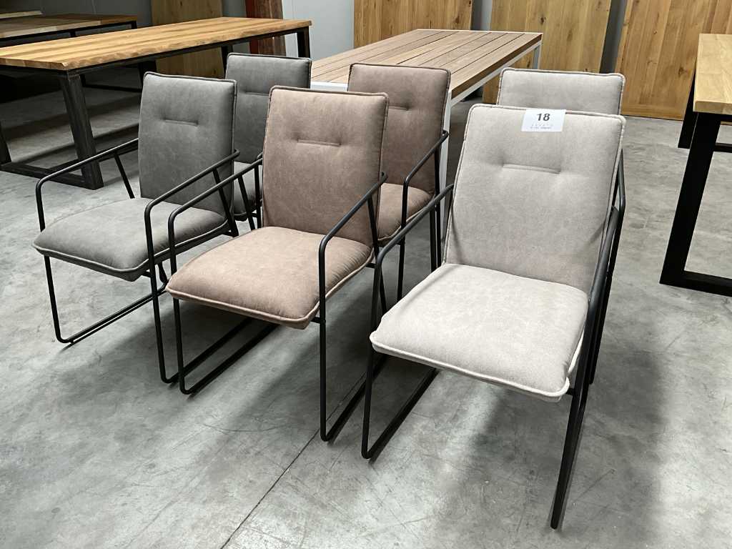 6 assorted metal dining chairs
