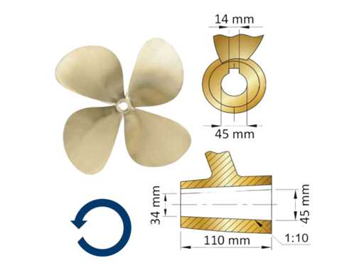 Vetus Propeller 4-Blade Brass 23 x 19 Inch Right - P4E23X19R