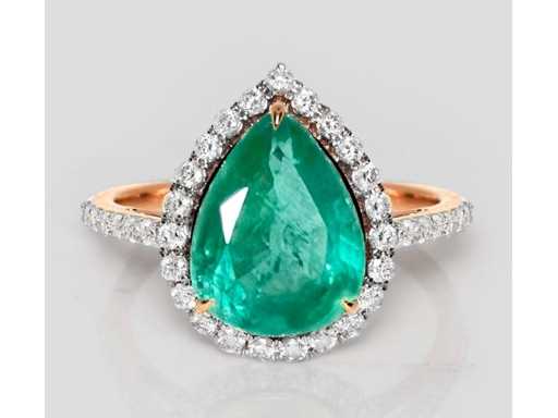 Inel de lux natural Zambia Green Emerald, 3,70 carate