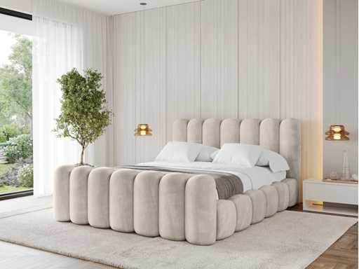 Bed 180x200 borst - beige fluweel 