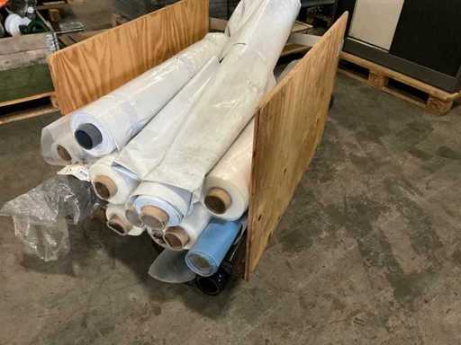 Various rolls of construction tarpaulin / foil