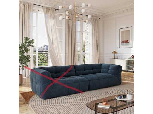 2-seater fabric chaise longue - Ocean blue