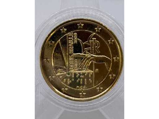 Plaqué or 2 Euros – Louis Braille – France 2009