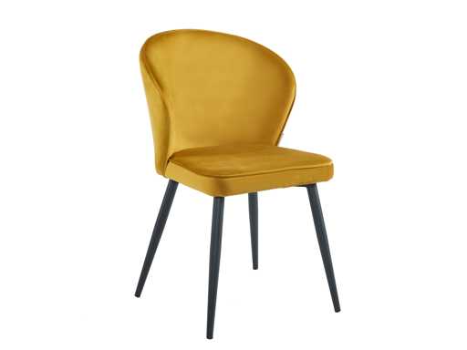 Colenis - Curve Eetkamerstoel - set van 50 - Okergeel - Velvet - Zwarte Poten