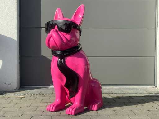 Bouledogue français avec lunettes fuchsia/noires