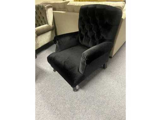 Fotel jadalniowy, fotel aksamitny, z litego buka, ciało, wypełnione zimną pianką, nos sprężynowy