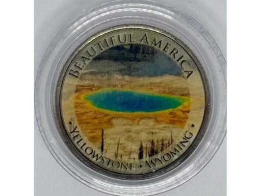 VS Kwartdollar – Yellowstone, Wyoming "Beautiful America" – Gekleurde munt