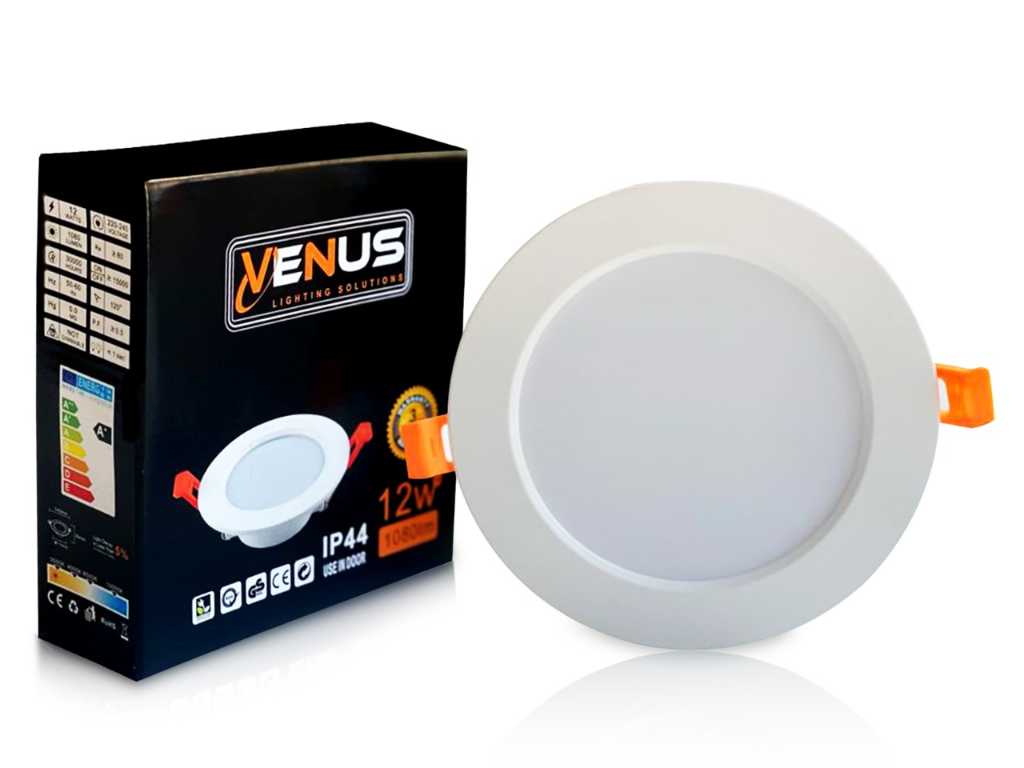 40 x Panou LED rotund Venus 12w - impermeabil IP44 - 6500k (alb rece).