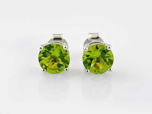 14 KT White Gold Earring With 2.62 Cts Peridot