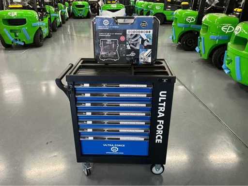 Ultra Force Equipment Tool trolley 7 drawers AND case 144 pcs