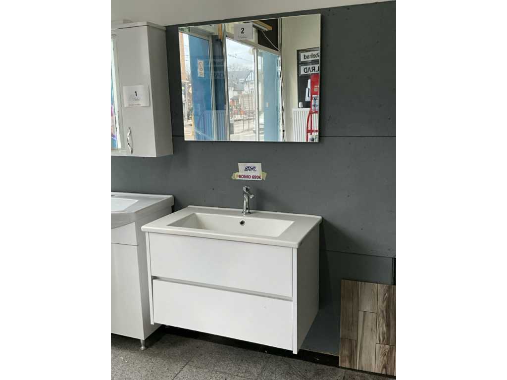 Washbasin with mirror