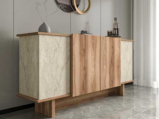 Dressoir 180 cm - Travertijn, Walnoot