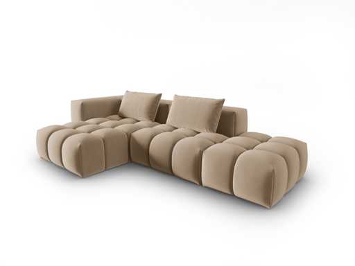 4-seater left corner sofa - sand velvet 