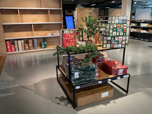 Partij kerstdecoratie en verpakkingsmateriaal