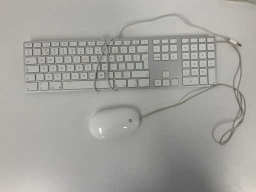 Apple - A1243 Magic Wired QWERTY Keyboard + A1152 Wired Magic Mouse