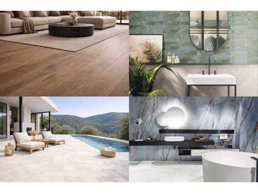 Ceramic tiles, parquet, SPC and bathrooms