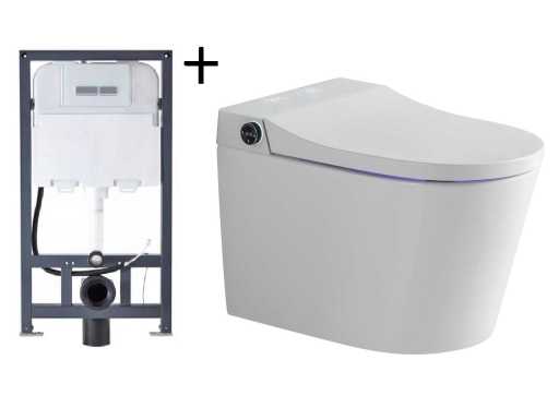 Built-in wall closet with cleaning and automatic toilet seat