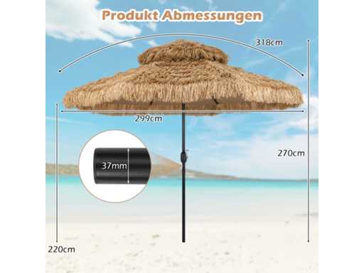 Hawaiiaanse stro kantelbare parasol voor tuin en strand