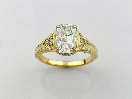 925 Silbergelber Ring mit 2,14 cts Labordiamant