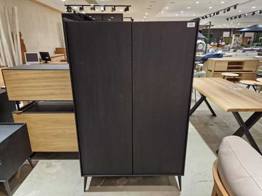 Armoire en bar en chêne Castle-Line Zion 103 x 47 x H167cm 2 portes - Noir chêne