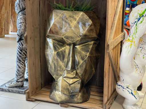 Bloempot in Gezicht H90cm Old Gold