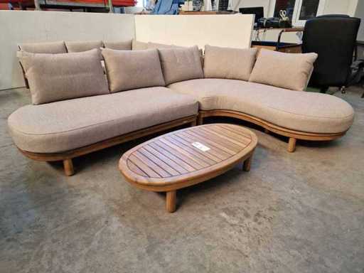 Garden Prestige - Ensemble salon d’angle Salvator avec coussins en sable oléfini