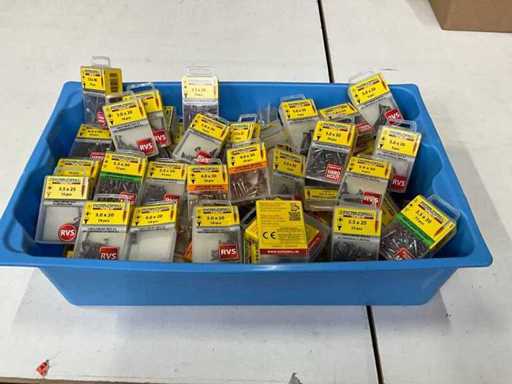 Rotadrill Assorti diverse schroeven RVS, messing en verzinkt (100x)