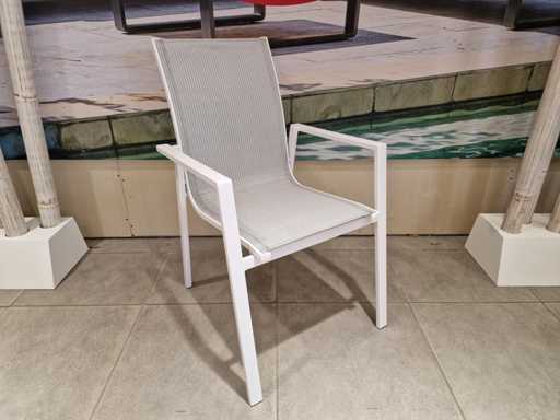 2 x Chaise empilable Azure Alu Pedro White Matte Alu + Gris clair avec accoudoir