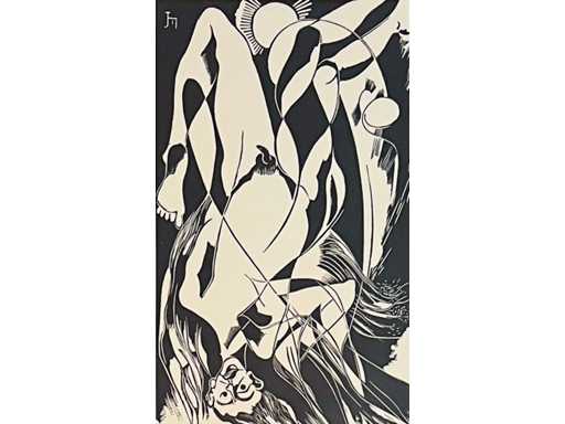 Joris Minne - Icarus II - woodcut - low starting price