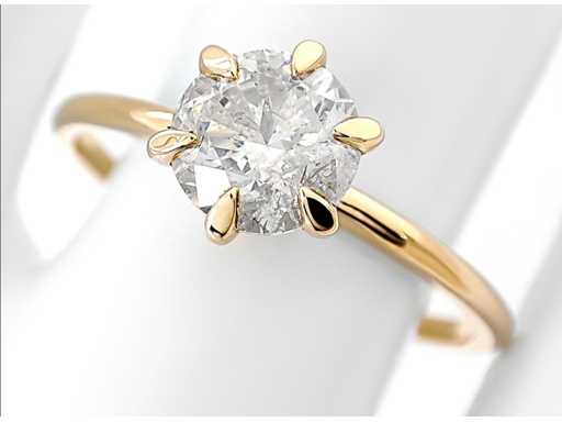 Anello in oro 14 kt con diamante naturale 1.04 ct